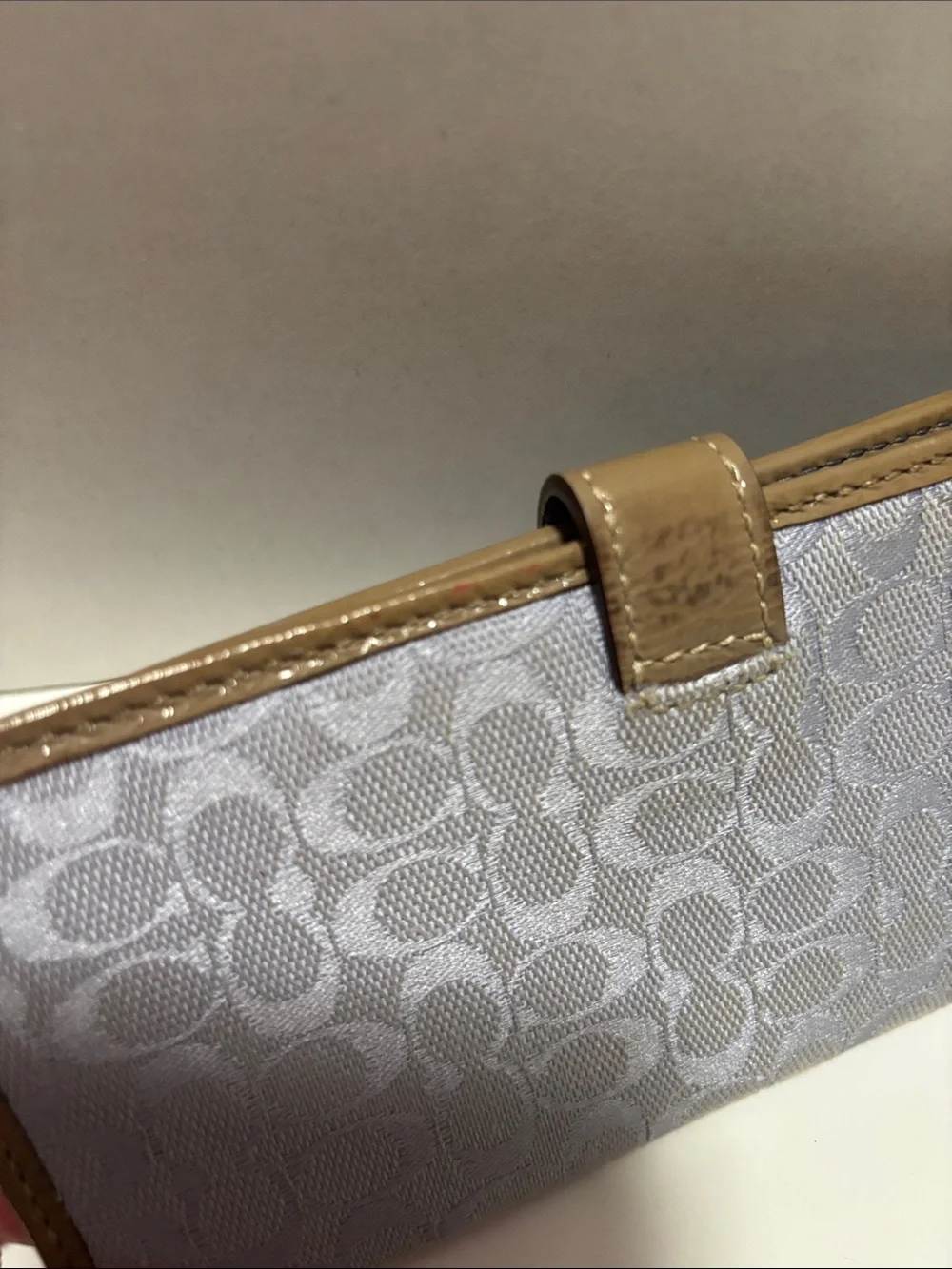 Coach Lavender Signature Continental Wallet with Tan Trim